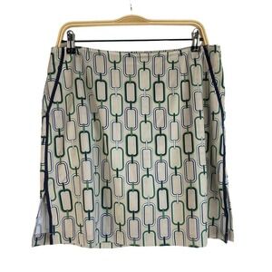 Golftini Let Go Retro Geometric Golf Skort Mini Skirt Women 8 Green Tennis Prep